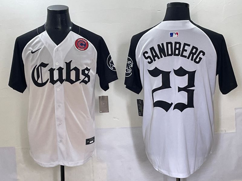 Men 2025 Chicago Cubs 23 Sandberg White black Five generations Joint Name Nike MLB Jersey style 6239
